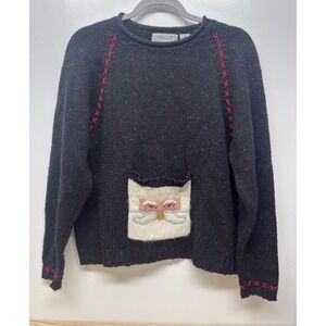 Vintage Northern Isles Sweater Women's Small Pouch Print Wool Granny Core #8